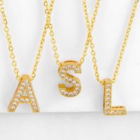 Fashion Letter Copper Gold Plated Zircon Necklace main image 6