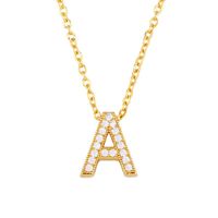 Fashion Letter Copper Gold Plated Zircon Necklace main image 4