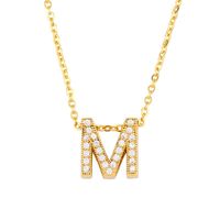 Fashion Letter Copper Gold Plated Zircon Necklace main image 5