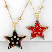 New Couple Necklace Hot Sale Pentagram Oil Drop Diamond Pendant Wholesale main image 1