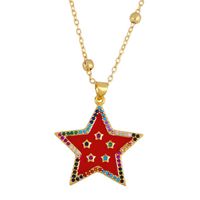 New Couple Necklace Hot Sale Pentagram Oil Drop Diamond Pendant Wholesale main image 4