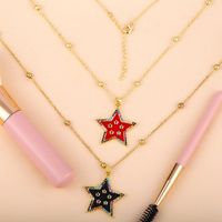 New Couple Necklace Hot Sale Pentagram Oil Drop Diamond Pendant Wholesale main image 6
