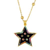 New Couple Necklace Hot Sale Pentagram Oil Drop Diamond Pendant Wholesale sku image 2