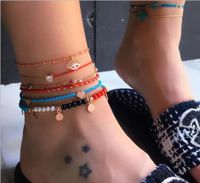 New Fashion Accessories Color Rice Bead Disc Love Eye Anklet Set main image 1