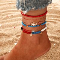 New Fashion Accessories Color Rice Bead Disc Love Eye Anklet Set main image 3