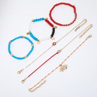 New Fashion Accessories Color Rice Bead Disc Love Eye Anklet Set main image 6