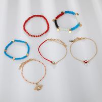 New Fashion Accessories Color Rice Bead Disc Love Eye Anklet Set main image 7