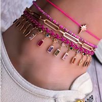 Multi-layered Anklet With Diamond Feet Decorated With Bohemian Pearl Beads main image 1