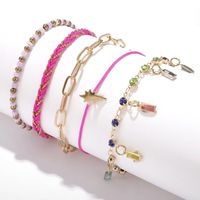 Multi-layered Anklet With Diamond Feet Decorated With Bohemian Pearl Beads main image 4