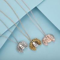 New Flower Shaped Necklace Sunflower Double Lettering Necklace Alloy Flowers Clavicle Chain main image 3