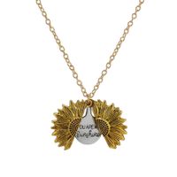 New Flower Shaped Necklace Sunflower Double Lettering Necklace Alloy Flowers Clavicle Chain main image 5