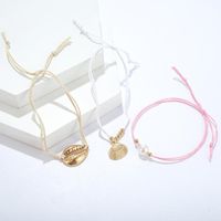 Popular Accessories Bohemian Pearl Gold Shell Line Rope Anklet Set main image 3