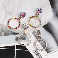 Women&#39;s Exaggerated Earrings With Colorful Diamond Crystal Circle Geometric Earrings main image 1