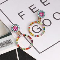 Women&#39;s Exaggerated Earrings With Colorful Diamond Crystal Circle Geometric Earrings main image 3