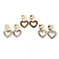 Heart-shaped Pendant Earrings Female Fashion New Snake-effect Leather Patch Earrings main image 5