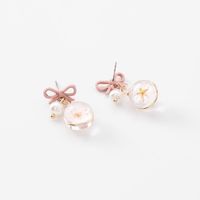 Bow Pearl Flower Earrings Sweet Glazed Cherry Blossom Bulb Earrings main image 6