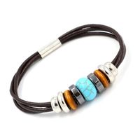Wholesale Turquoise Beaded Leather Rope Bracelet sku image 2