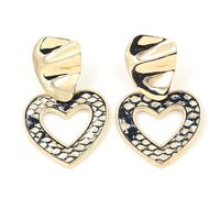 Heart-shaped Pendant Earrings Female Fashion New Snake-effect Leather Patch Earrings sku image 1