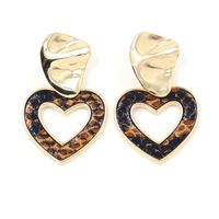 Heart-shaped Pendant Earrings Female Fashion New Snake-effect Leather Patch Earrings sku image 2