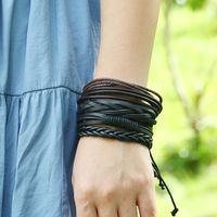 Grenz Überschreiten Der Europäischer Und Amerikanischer Schmuck Mehr Schicht Iges Gewebtes Rindsleder Armband Diy Vierteiliges Kombination Leder Armband main image 3