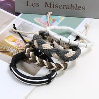 Hemp Rope Woven Bracelet Simple Wooden Beads Four-piece Leather Bracelet main image 3