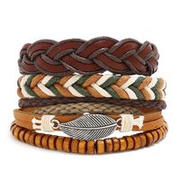 New Retro Woven Leather Bracelet Simple Diy Multiple Combination Three-piece Leather Bracelet main image 1