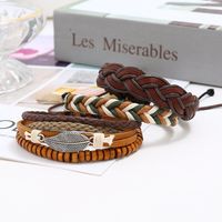 New Retro Woven Leather Bracelet Simple Diy Multiple Combination Three-piece Leather Bracelet main image 3