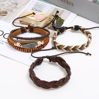 New Retro Woven Leather Bracelet Simple Diy Multiple Combination Three-piece Leather Bracelet main image 4