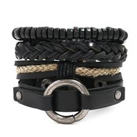 New Four-piece Leather Bracelet Men's Jewelry Retro Woven Punk Suit Bracelet main image 1