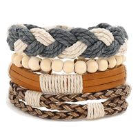 Pulsera De Cuero Combinada Con Cuentas De Madera Para Hombre main image 1