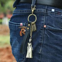 Bronze Alloy Cowhide Keychain Girl Bag Pendant Car Leather Keychain main image 5