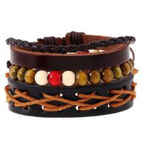 Fabrik Direkt Verkauf Europäischer Und Amerikanischer Stil Einfaches Retro Gewebtes Rindsleder Armband Armband Leder Armband Mehr Schicht Iges Set Armband main image 2