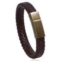 Stainless Steel Leather Bracelet Vintage Woven Men's Jewelry Imitation Cowhide Bracelet Titanium Steel Bracelet main image 2