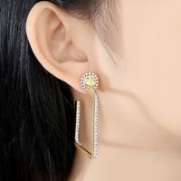 Jinse Kaixi Ohrringe Europäisches Und Amerikanisches Temperament Bankett Persönlichkeit Damen Kupfer Zirkonium Quadratische Ohrringe Ohrringe Geschenk main image 3