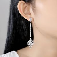 Jinse Vogel Feder Ohrringe Koreanische Mode Neue Feder Lange Anhänger Ohrringe Frauen Kupfer Eingelegtes Zirkonium Ohrringe Ohrringe main image 3