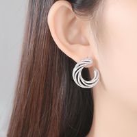 Creative Pavé C-shaped Stud Earrings New main image 5