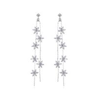 Light Floral Studs Fashion Long Tassel Earrings Copper Zirconium Chain main image 1