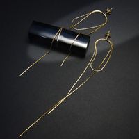 2021 Neues Japanisches Und Koreanisches Einfaches Temperament Nischen Design Blinkt Vertikale Ketten Ohr Linie Titan Stahl 18k Gold Ohrringe F238 main image 5