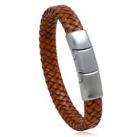 Creative Steel Color Stainless Steel Men's Leather Bracelet Magnetic Titanium Steel Jewelry sku image 2