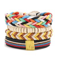 New Colorful Wax Line Braided Four-piece Girl Bracelet Simple Diy Multiple Combination Leather Bracelet sku image 1