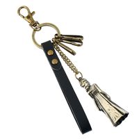 Bronze Alloy Cowhide Keychain Girl Bag Pendant Car Leather Keychain sku image 1