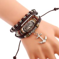 Alloy Hand Beaded Leather Bracelet sku image 1