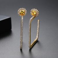 Stud Earring Banquet Personality Wild Ladies Copper Inlaid Zirconium Square Earrings sku image 2