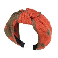 Cute Contrast Cross Yarn Knitting Polka Dots Knots Knots Extra Wide Edge Hair Band Headband main image 6