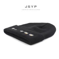 Hat Boys And Girls Street Wild Embroidery Daisy Pullover Cold Hat Black Couple Knitted Hat main image 3