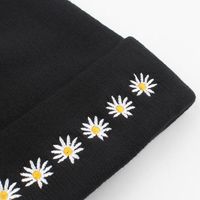 Hat Boys And Girls Street Wild Embroidery Daisy Pullover Cold Hat Black Couple Knitted Hat main image 4
