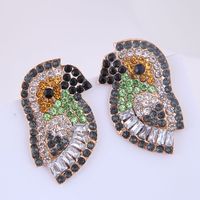 European And American Fashion Metal Studded Birdie Exaggerated Earrings main image 7