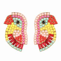 European And American Fashion Metal Studded Birdie Exaggerated Earrings sku image 2