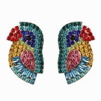 European And American Fashion Metal Studded Birdie Exaggerated Earrings sku image 3