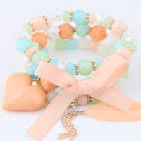 Fashion Bow Peach Heart Wild Candy Bead Temperament Multi-layer Bracelet main image 6